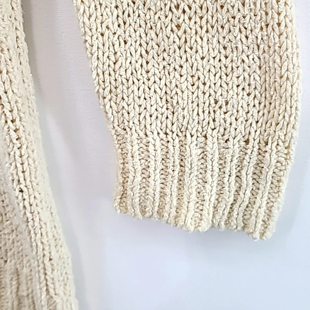 J. CREW Women's Cream Cotton / Lin / Nylon Long Sleeve Sweater‎ - Size Small
